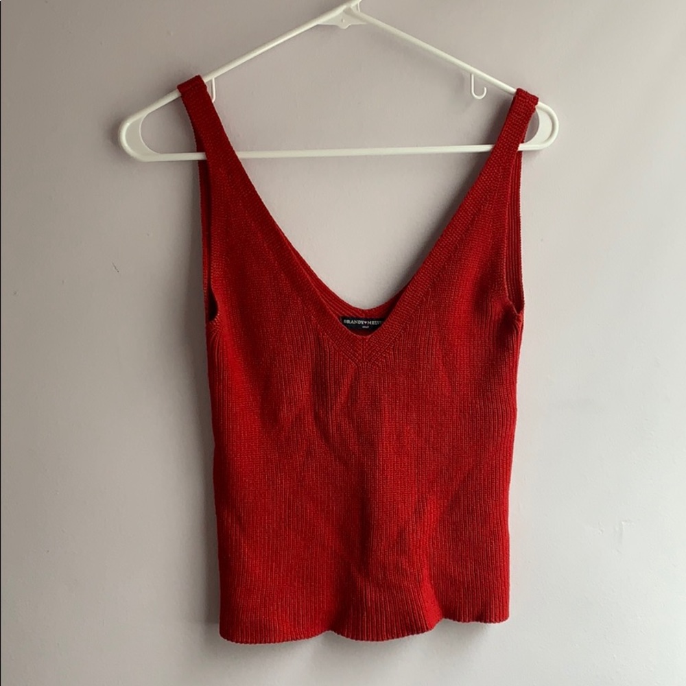 Brandy Melville Red V-Neck tank